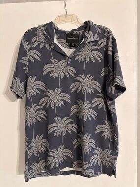 Christian Lacroix Gray Palm-Print Polo Shirt
